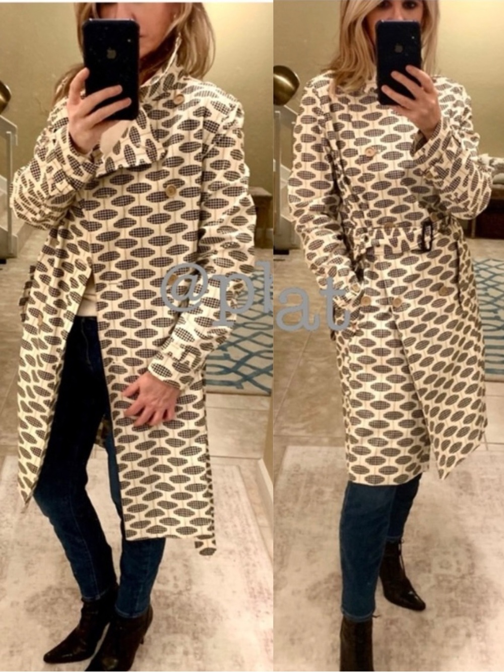NWT GAP Black and Cream Belted Trench Coat